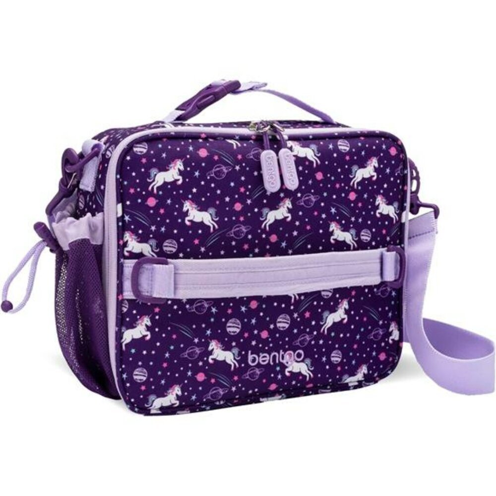 Kids insulated lunch bag unicorn print water resistant lunchbox with bottle pock